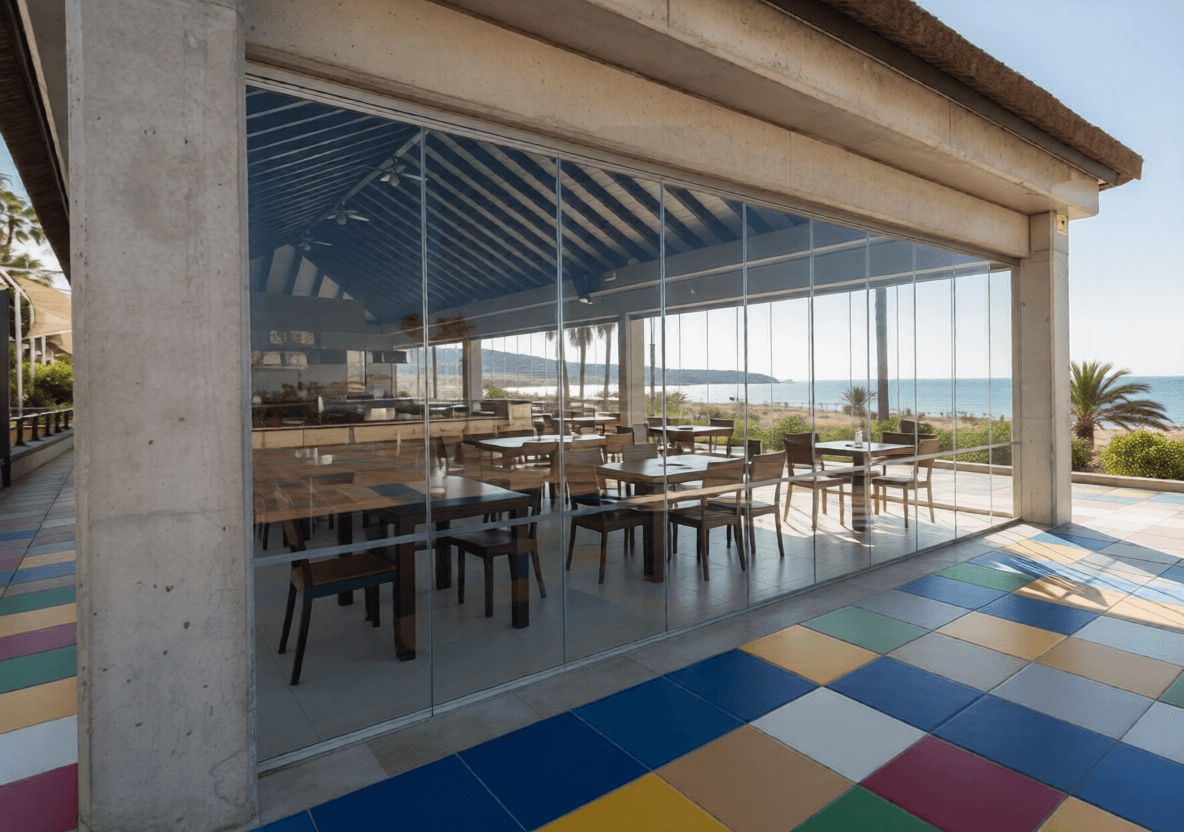 Безрамное остекление для ресторанов: террасы и павильоны в курортной зоне